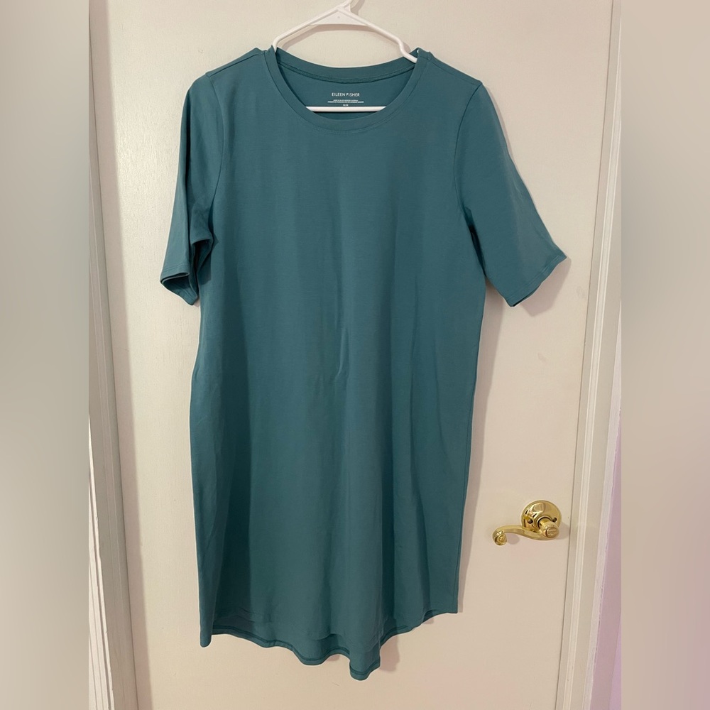 NWOT, Eileen Fisher blue cotton dress, size M